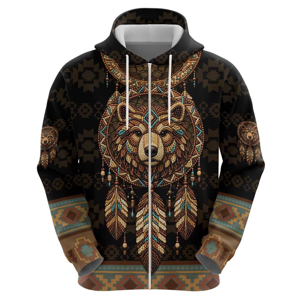 Bear Native American Hoodie Tribal Feather Dreamcatcher Boho Style