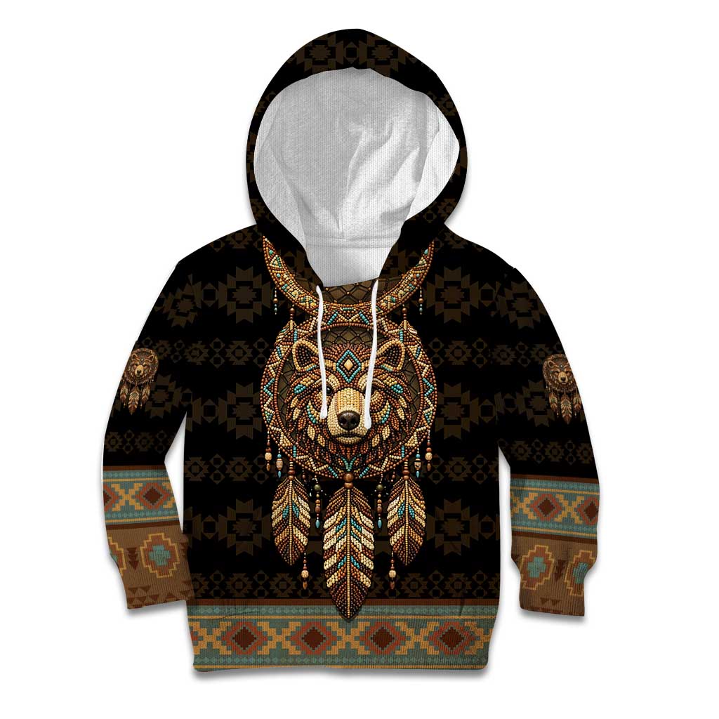 Bear Native American Kid Hoodie Tribal Feather Dreamcatcher Boho Style
