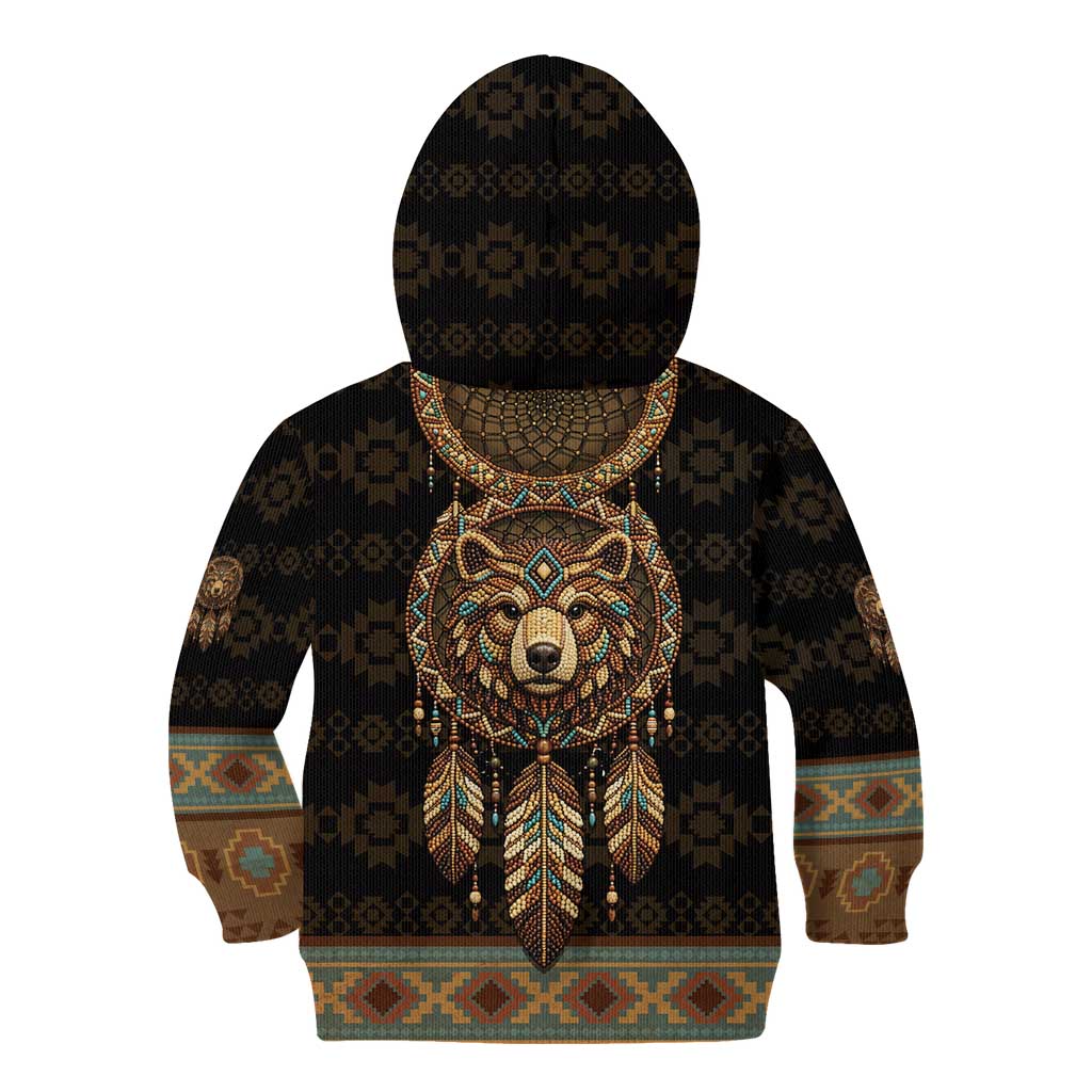 Bear Native American Kid Hoodie Tribal Feather Dreamcatcher Boho Style