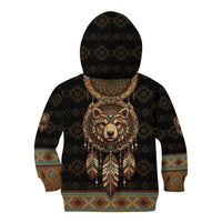 Bear Native American Kid Hoodie Tribal Feather Dreamcatcher Boho Style