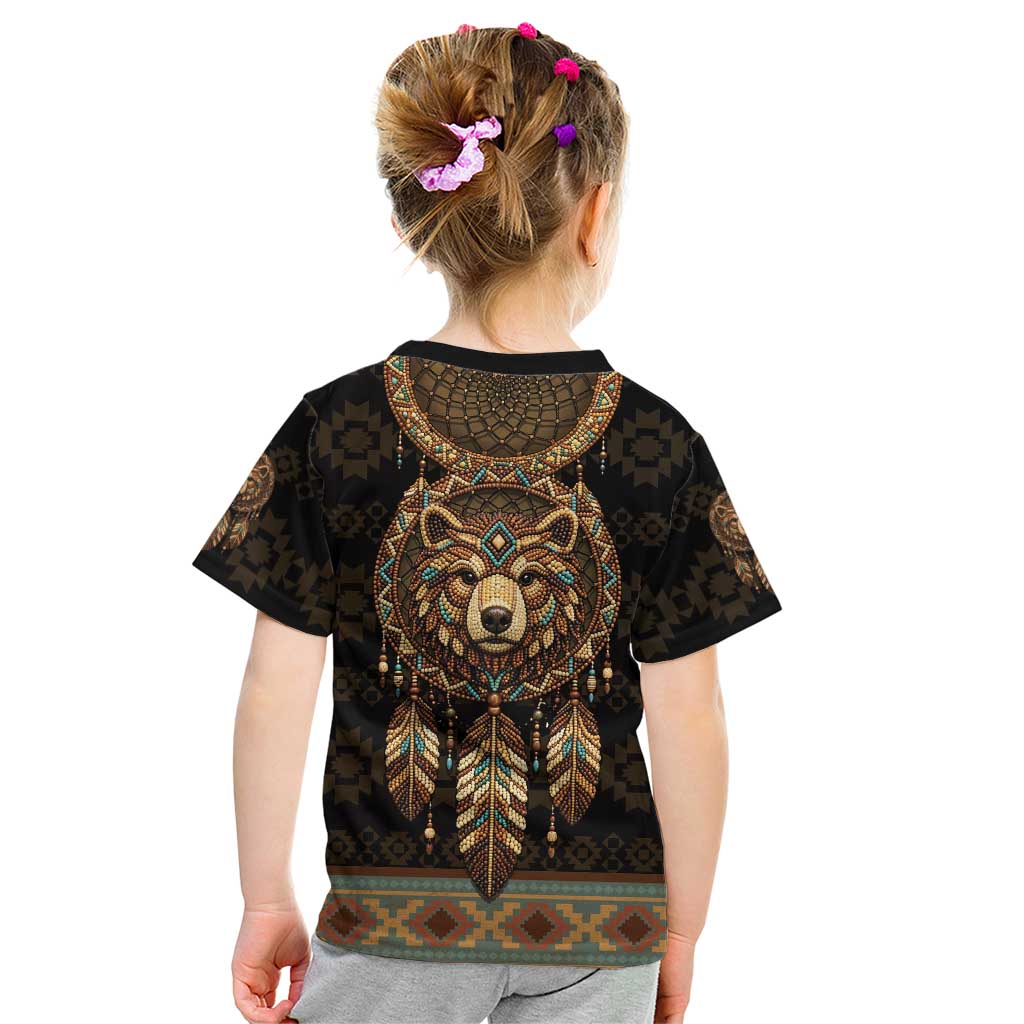Bear Native American Kid T Shirt Tribal Feather Dreamcatcher Boho Style