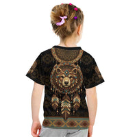 Bear Native American Kid T Shirt Tribal Feather Dreamcatcher Boho Style