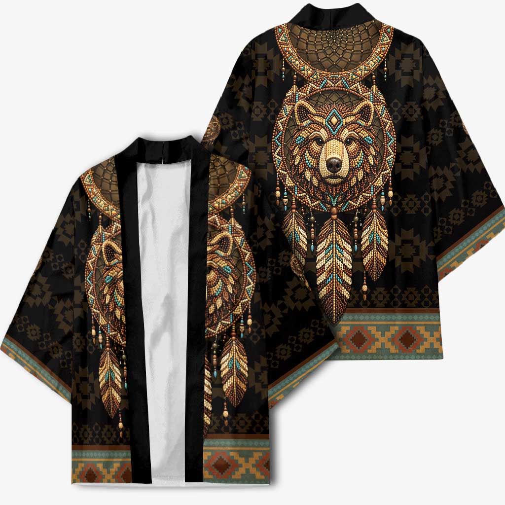 Bear Native American Kimono Tribal Feather Dreamcatcher Boho Style