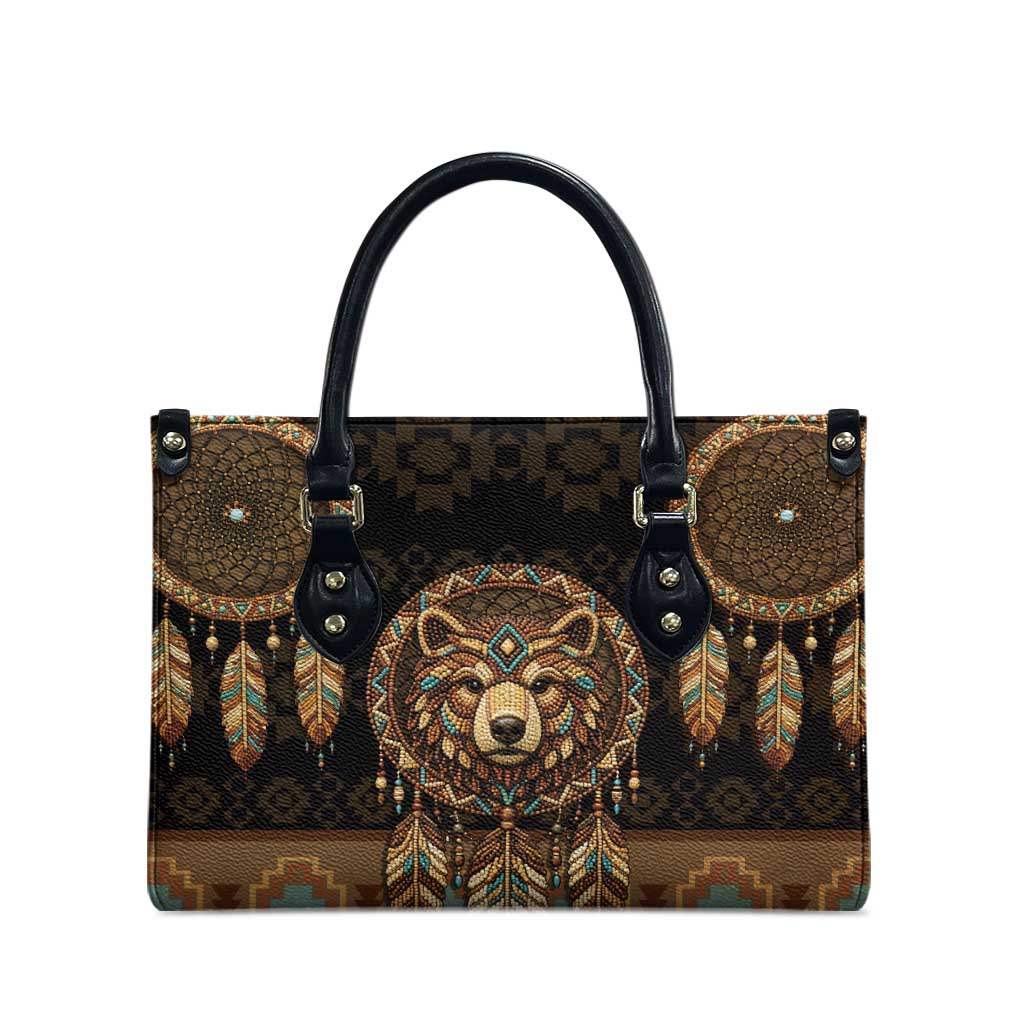 Bear Native American Leather Bag Tribal Feather Dreamcatcher Boho Style