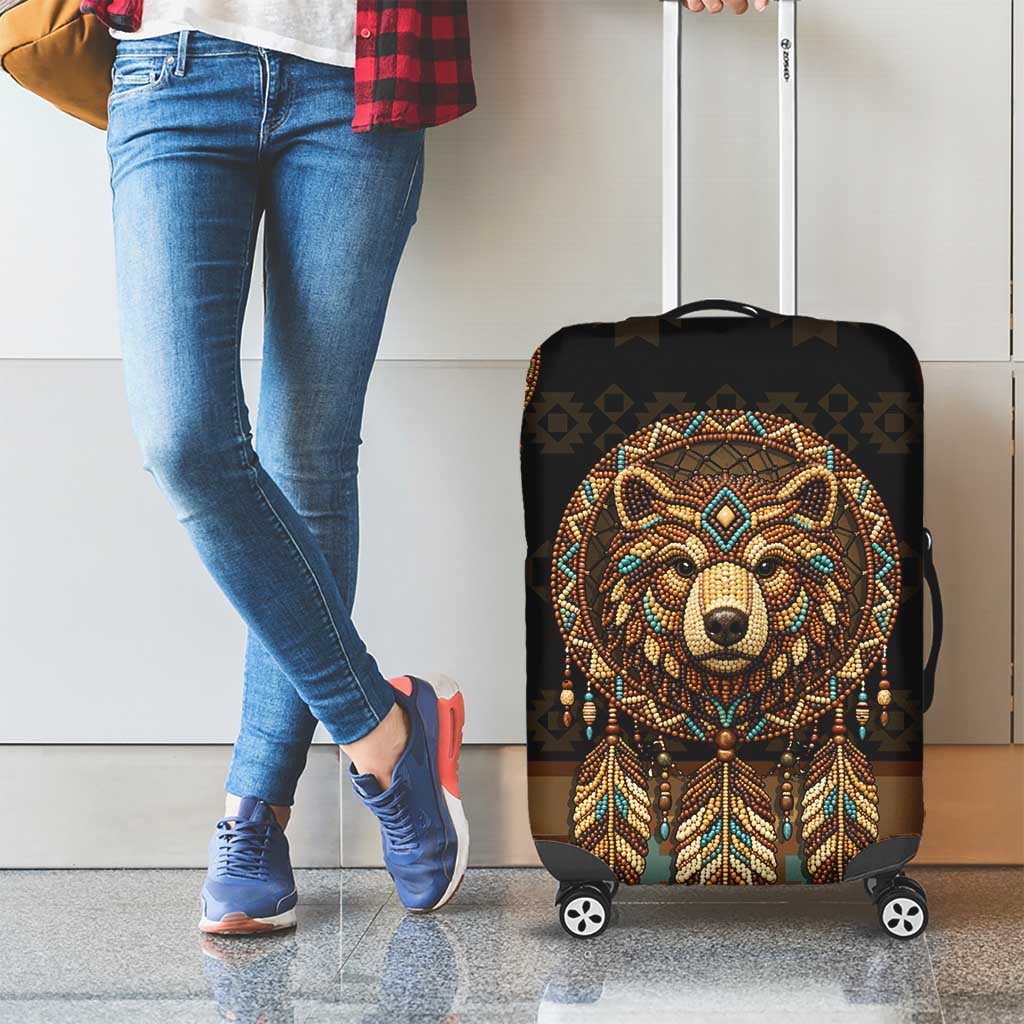 Bear Native American Luggage Cover Tribal Feather Dreamcatcher Boho Style