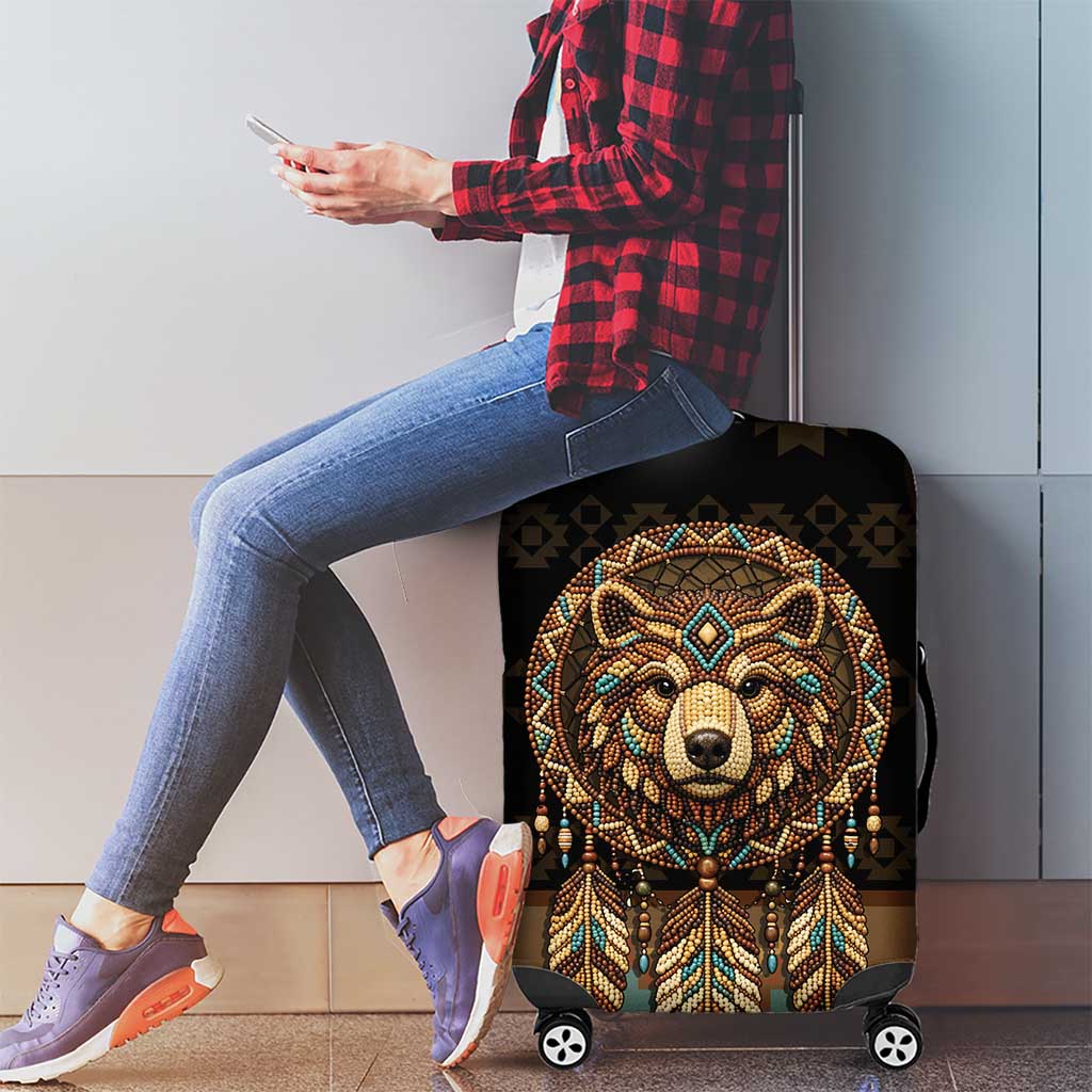 Bear Native American Luggage Cover Tribal Feather Dreamcatcher Boho Style