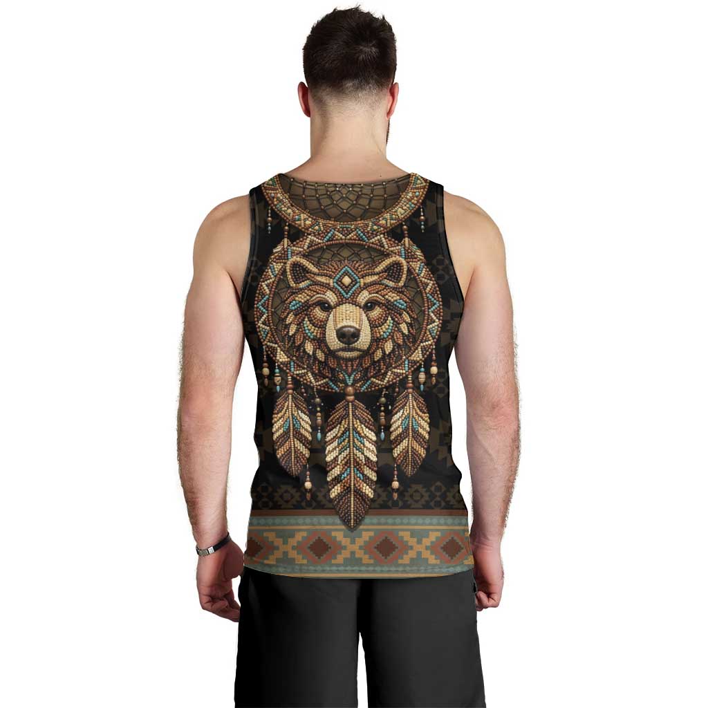 Bear Native American Men Tank Top Tribal Feather Dreamcatcher Boho Style