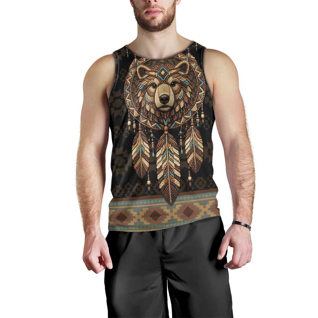 Bear Native American Men Tank Top Tribal Feather Dreamcatcher Boho Style
