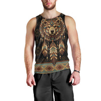 Bear Native American Men Tank Top Tribal Feather Dreamcatcher Boho Style