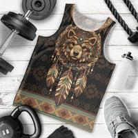 Bear Native American Men Tank Top Tribal Feather Dreamcatcher Boho Style