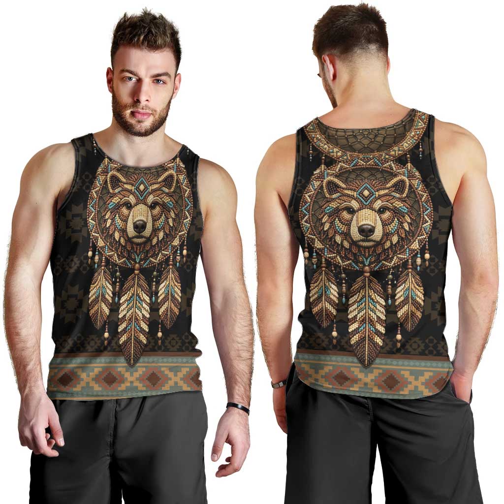 Bear Native American Men Tank Top Tribal Feather Dreamcatcher Boho Style