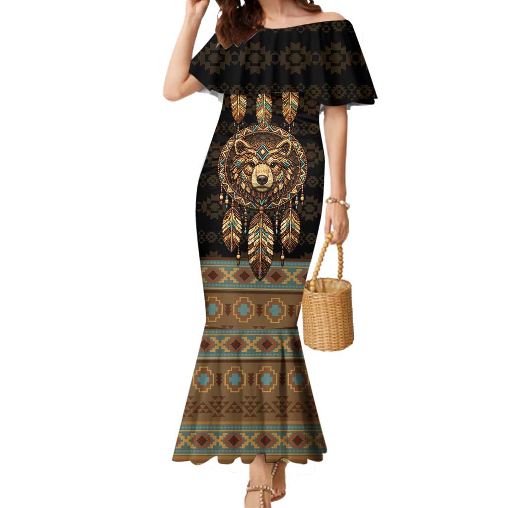 Bear Native American Mermaid Dress Tribal Feather Dreamcatcher Boho Style