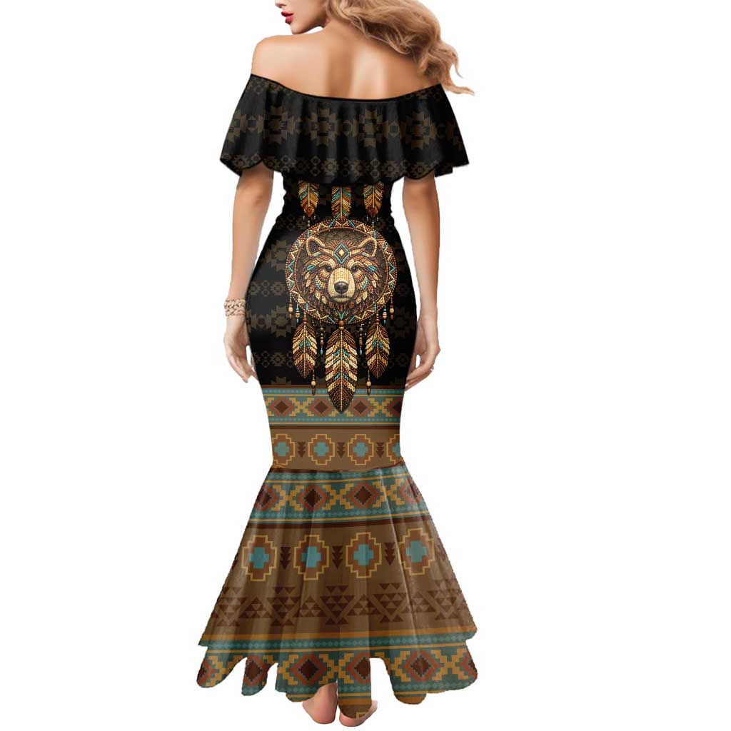 Bear Native American Mermaid Dress Tribal Feather Dreamcatcher Boho Style