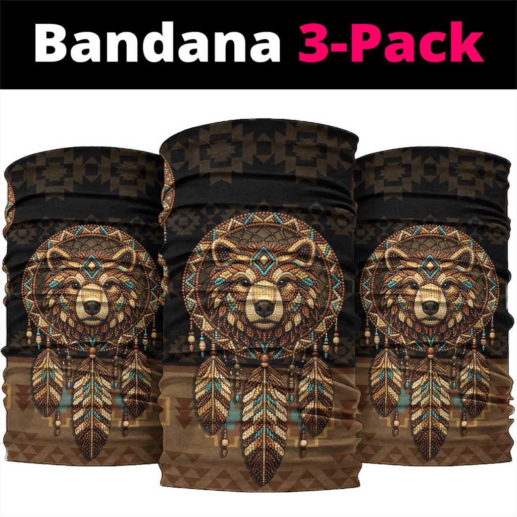 Bear Native American Neck Gaiter Tribal Feather Dreamcatcher Boho Style