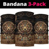 Bear Native American Neck Gaiter Tribal Feather Dreamcatcher Boho Style