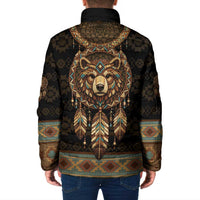 Bear Native American Padded Jacket Tribal Feather Dreamcatcher Boho Style