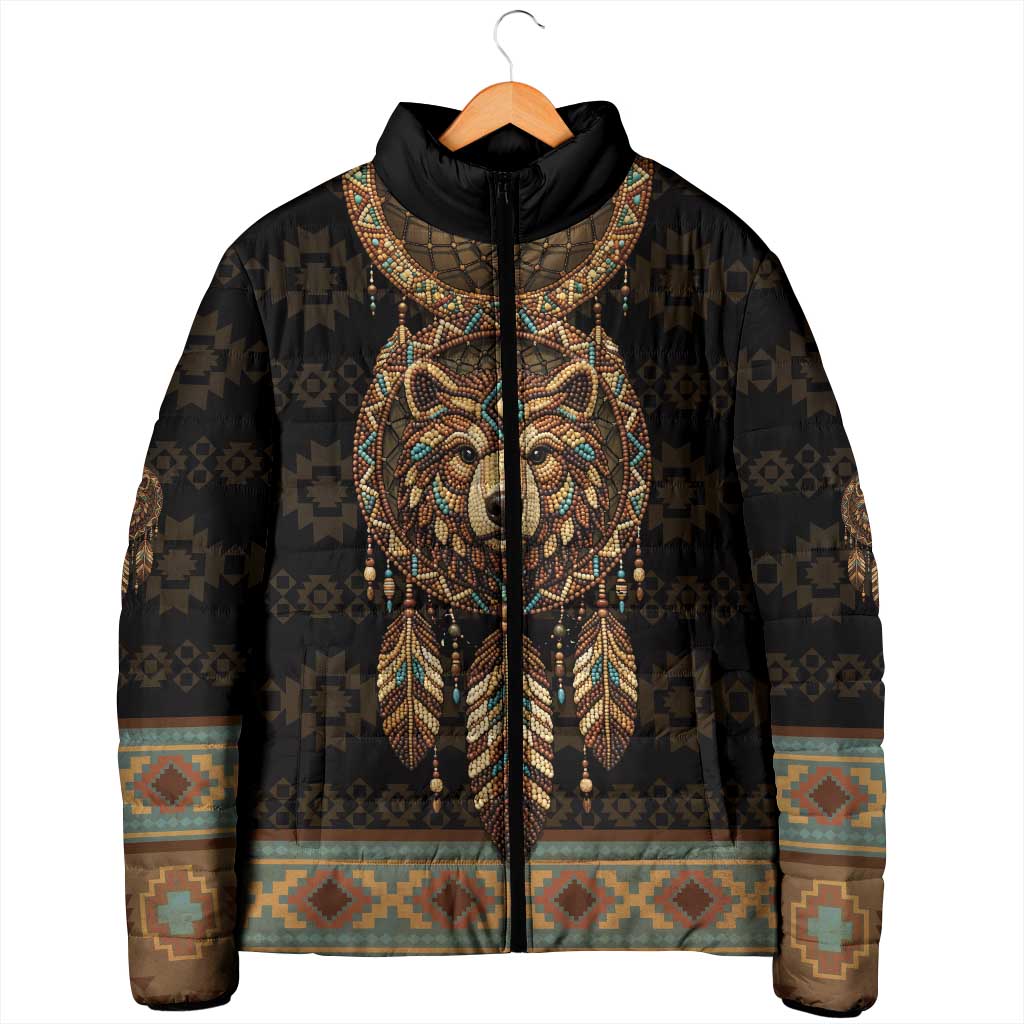Bear Native American Padded Jacket Tribal Feather Dreamcatcher Boho Style
