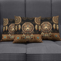 Bear Native American Pillow Cover Tribal Feather Dreamcatcher Boho Style