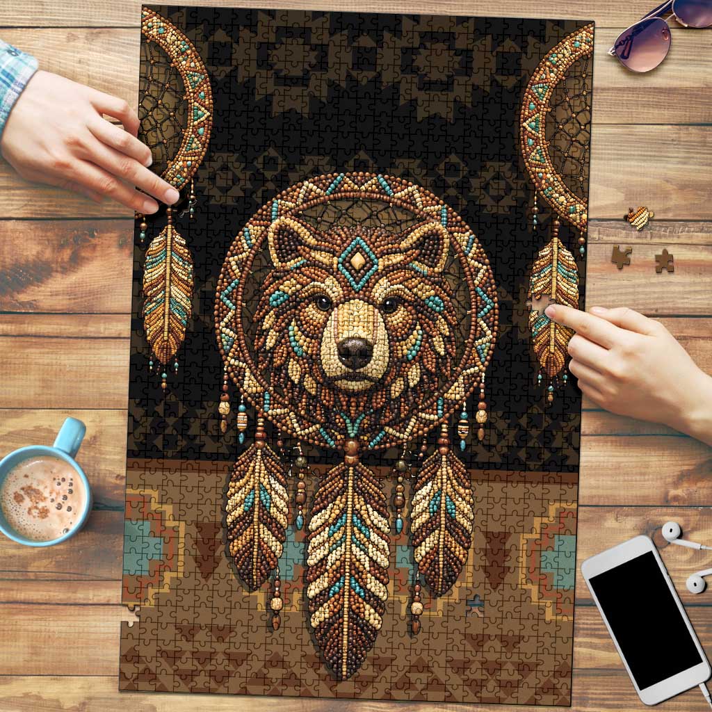 Bear Native American Puzzle Tribal Feather Dreamcatcher Boho Style