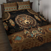 Bear Native American Quilt Bed Set Tribal Feather Dreamcatcher Boho Style