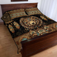 Bear Native American Quilt Bed Set Tribal Feather Dreamcatcher Boho Style