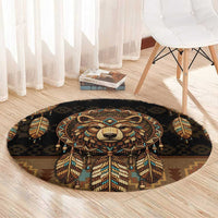 Bear Native American Round Carpet Tribal Feather Dreamcatcher Boho Style