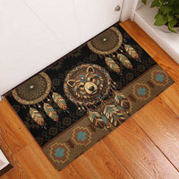Bear Native American Rubber Doormat Tribal Feather Dreamcatcher Boho Style