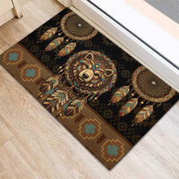 Bear Native American Rubber Doormat Tribal Feather Dreamcatcher Boho Style
