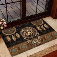 Bear Native American Rubber Doormat Tribal Feather Dreamcatcher Boho Style