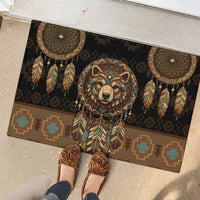 Bear Native American Rubber Doormat Tribal Feather Dreamcatcher Boho Style