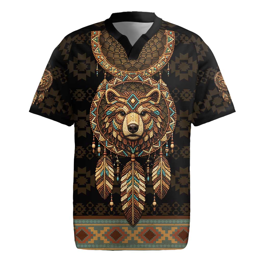 Bear Native American Rugby Jersey Tribal Feather Dreamcatcher Boho Style