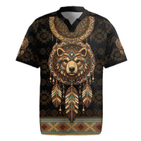 Bear Native American Rugby Jersey Tribal Feather Dreamcatcher Boho Style