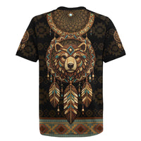 Bear Native American Rugby Jersey Tribal Feather Dreamcatcher Boho Style