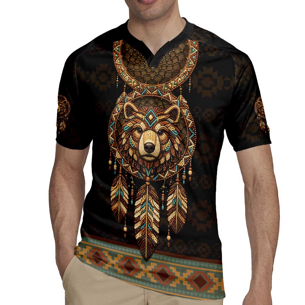 Bear Native American Rugby Jersey Tribal Feather Dreamcatcher Boho Style