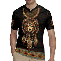 Bear Native American Rugby Jersey Tribal Feather Dreamcatcher Boho Style