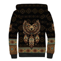 Bear Native American Sherpa Hoodie Tribal Feather Dreamcatcher Boho Style