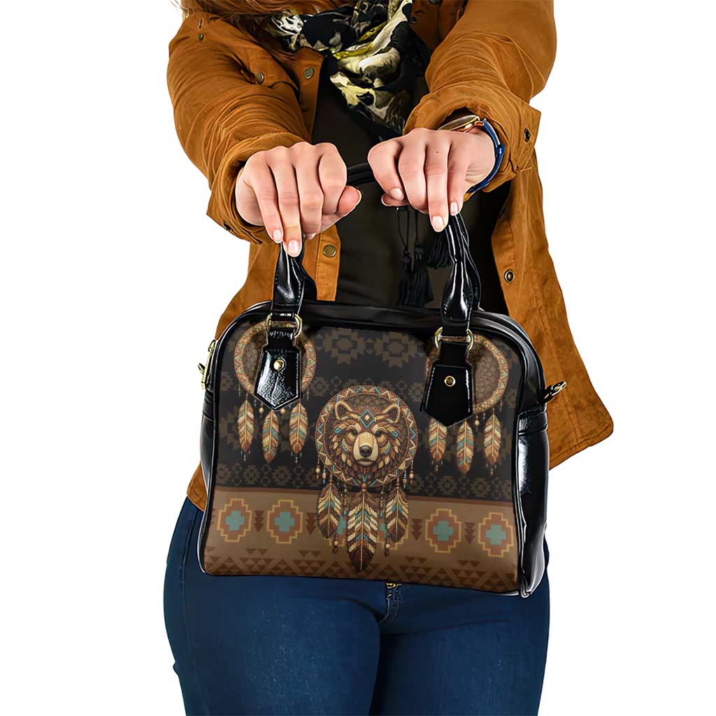 Bear Native American Shoulder Handbag Tribal Feather Dreamcatcher Boho Style