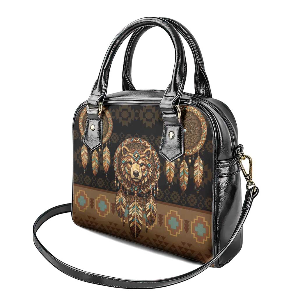 Bear Native American Shoulder Handbag Tribal Feather Dreamcatcher Boho Style