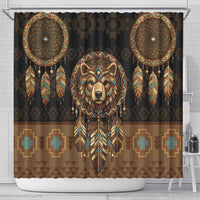 Bear Native American Shower Curtain Tribal Feather Dreamcatcher Boho Style