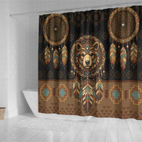 Bear Native American Shower Curtain Tribal Feather Dreamcatcher Boho Style
