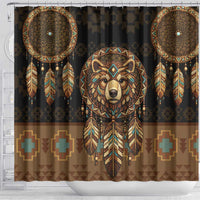 Bear Native American Shower Curtain Tribal Feather Dreamcatcher Boho Style
