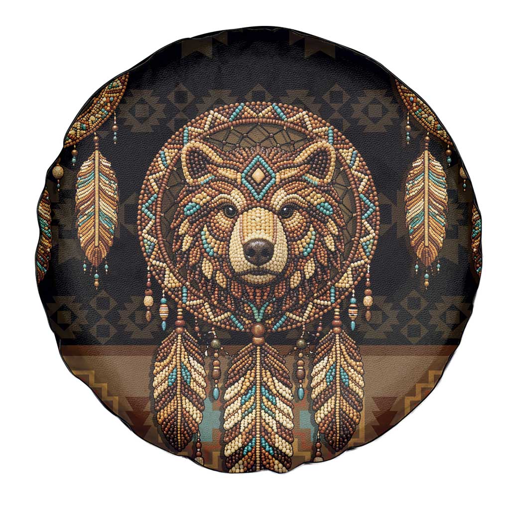 Bear Native American Spare Tire Cover Tribal Feather Dreamcatcher Boho Style