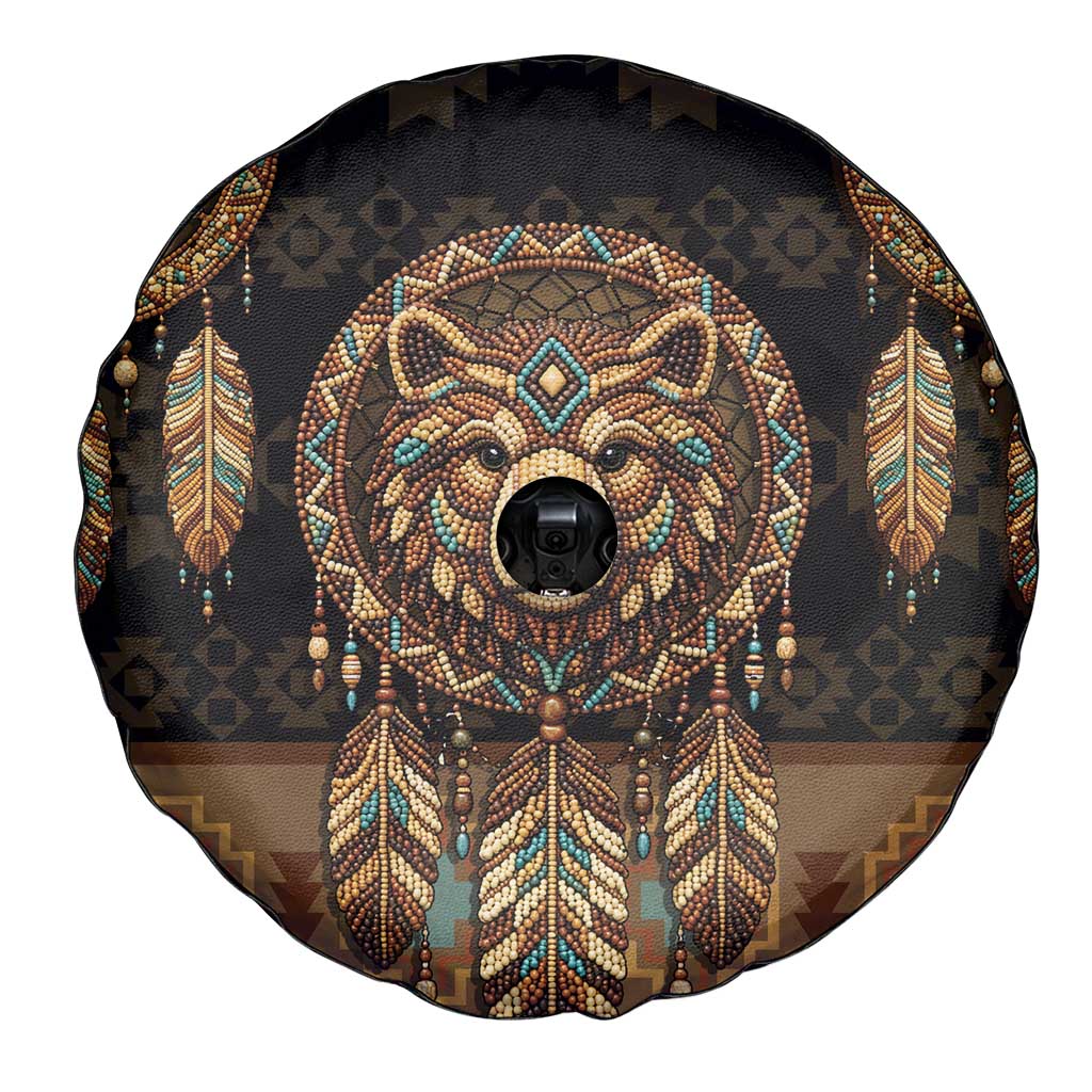 Bear Native American Spare Tire Cover Tribal Feather Dreamcatcher Boho Style