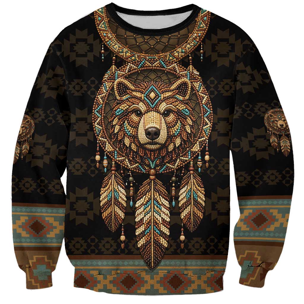 Bear Native American Sweatshirt Tribal Feather Dreamcatcher Boho Style