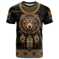 Bear Native American T Shirt Tribal Feather Dreamcatcher Boho Style
