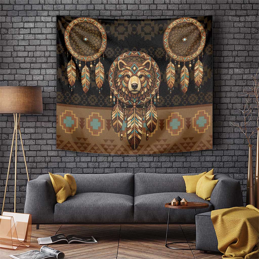 Bear Native American Tapestry Tribal Feather Dreamcatcher Boho Style