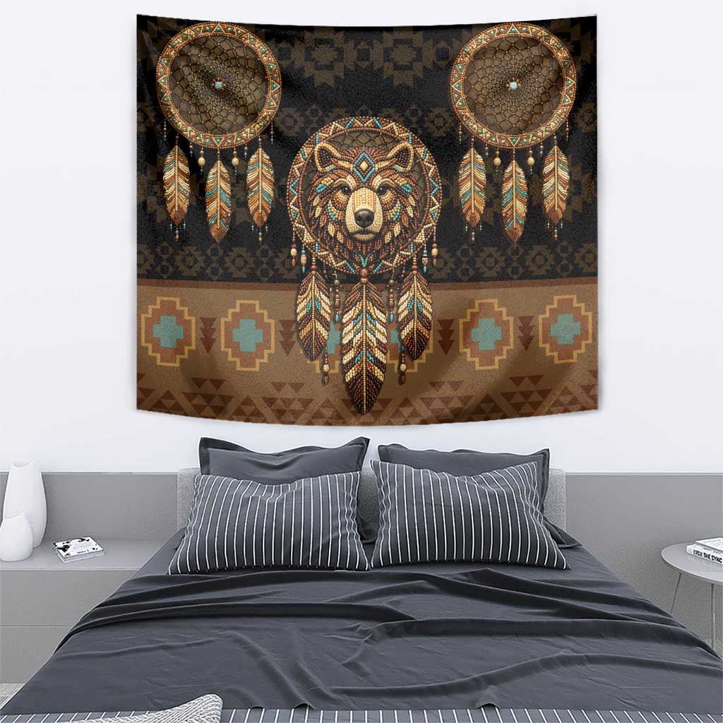 Bear Native American Tapestry Tribal Feather Dreamcatcher Boho Style
