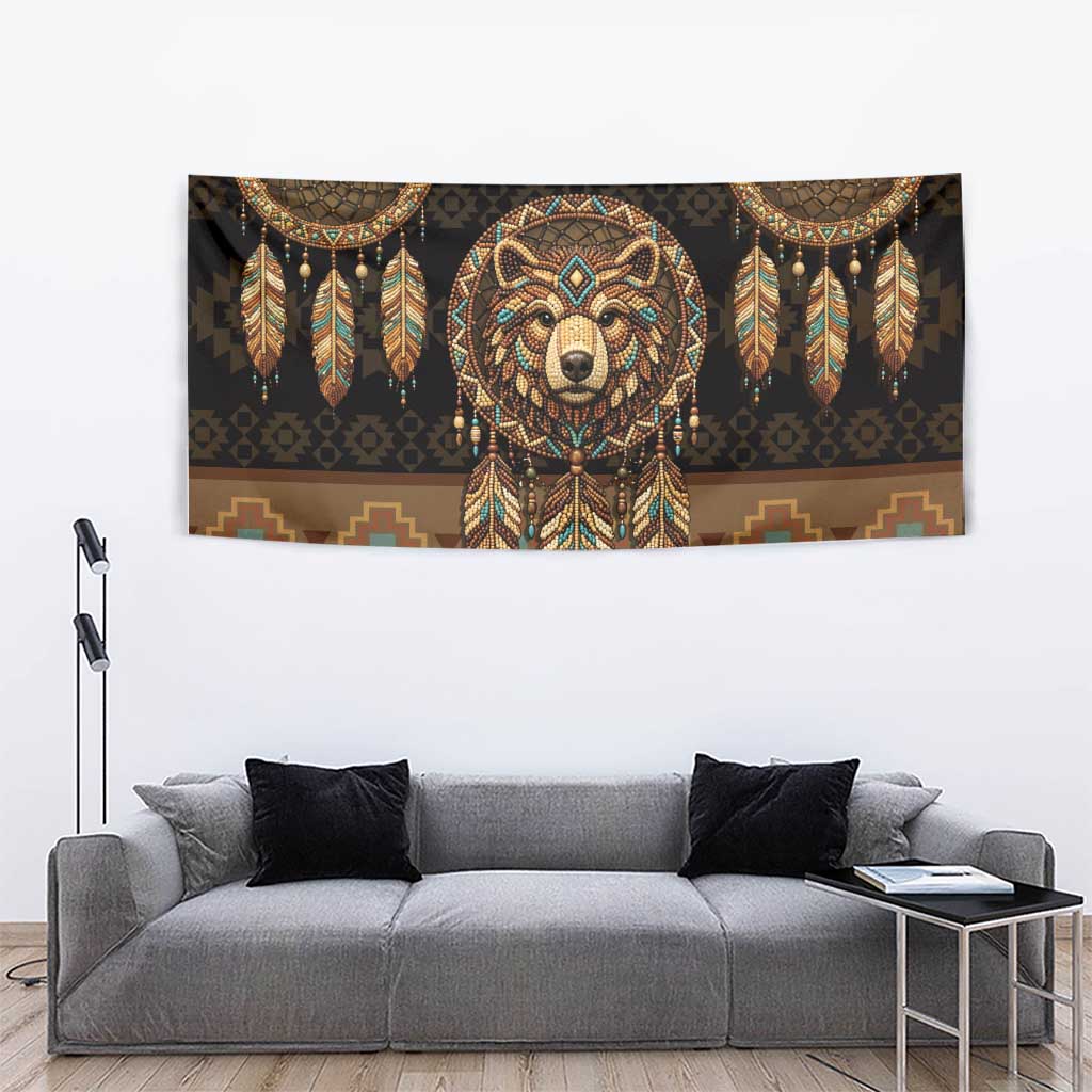 Bear Native American Tapestry Tribal Feather Dreamcatcher Boho Style