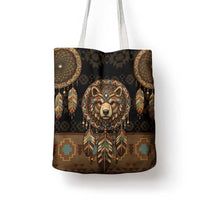 Bear Native American Tote Bag Tribal Feather Dreamcatcher Boho Style