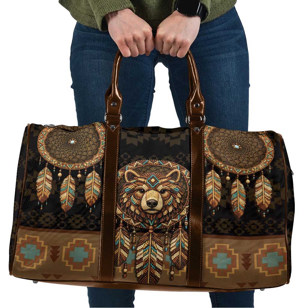 Bear Native American Travel Bag Tribal Feather Dreamcatcher Boho Style